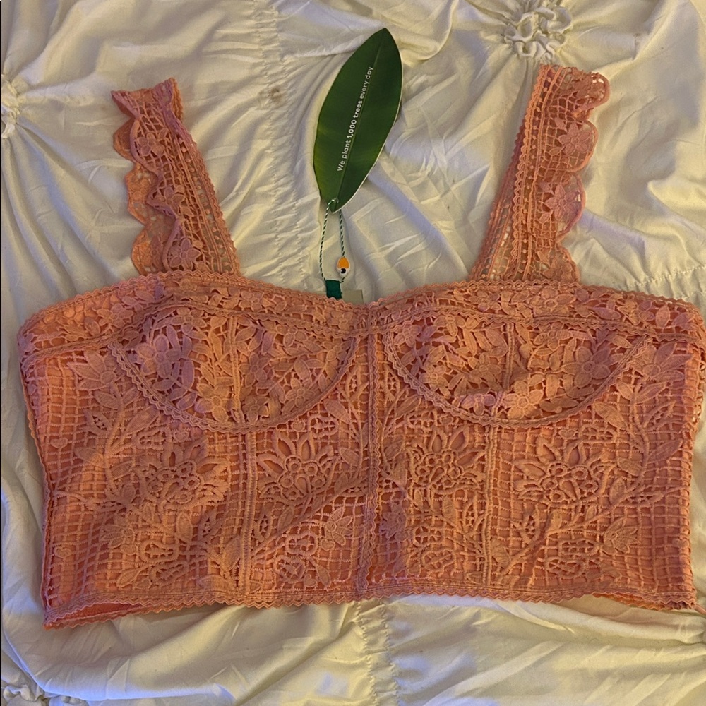 Pink Lace Crop Top